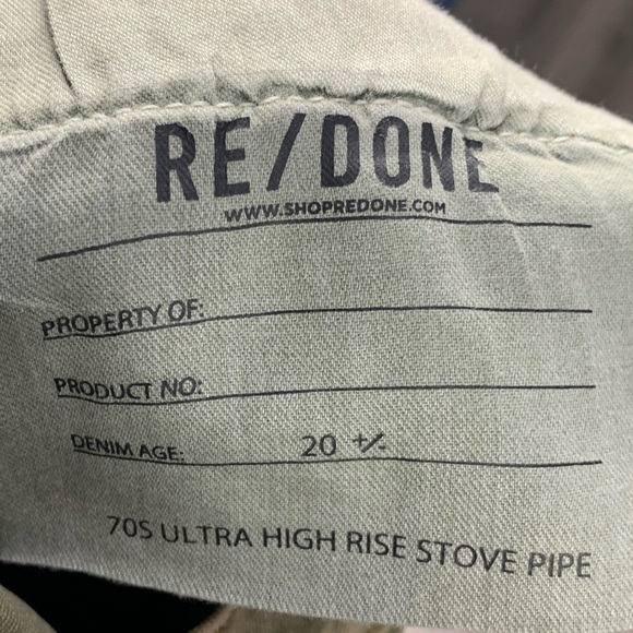 RE/DONE 70s Ultra High Rise Stove Pipe in Washed Sage Sz 27 - Picture 11 of 12